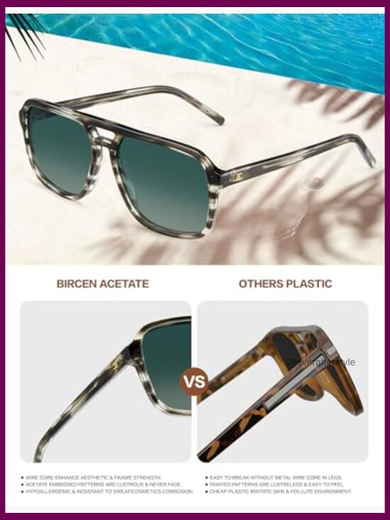 Polarized Acetate Sunglasses UV400 Protection for Driving Beach Travel
